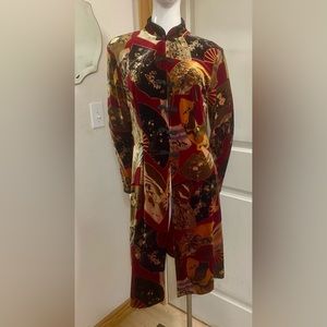 Stunning Asian inspired velveteen tunic/jacket with mandarin collar and closures